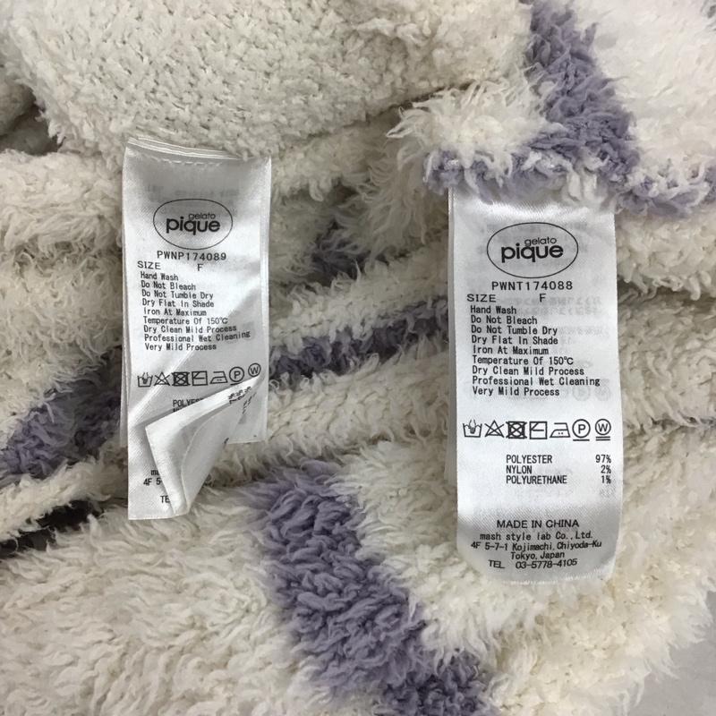 ジェラートピケ gelato pique セットアップ セットアップ セットアップ ルームウェア ジップアップパーカー ショートパンツ FREE ボーダー柄 白 / ホワイト / X 紫 / パープル / レディース USED 古着 中古 10134114