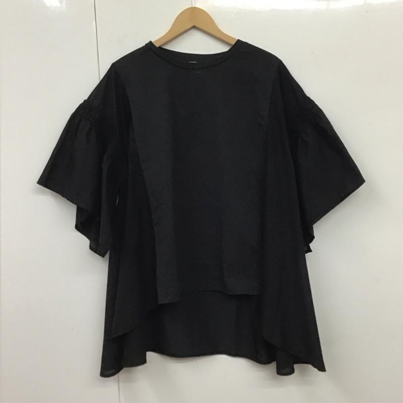 レプシィム LEPSIM カットソー 半袖 LP062439AD 異素材フリルチュニック フリル袖Tシャツ FREE 無地 黒 / ブラック / レディース USED 古着 中古 10131756