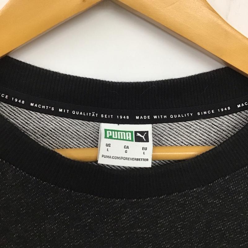 プーマ PUMA トレーナー 長袖 長袖トレーナー スウェット クルーネック プルオーバー L ロゴ、文字 黒 / ブラック / メンズ USED 古着 中古 10134564