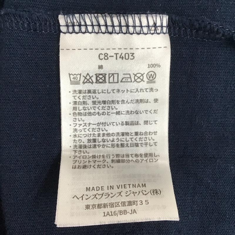 チャンピオン Champion カットソー 長袖 c8-t403 長袖カットソー クルーネックカットソー XXL ロゴ、文字 紺 / ネイビー / メンズ USED 古着 中古 10131355