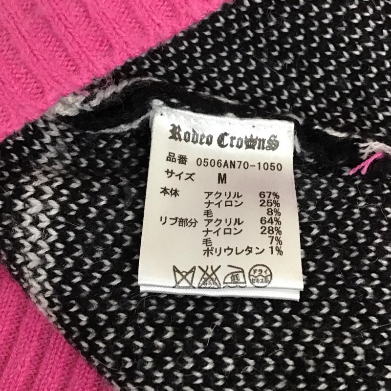 ロデオクラウンズ Rodeo Crowns ニット、セーター 長袖 0506an70-1050 長袖ニット クルーネックカットソー セーター M プリント 白 / ホワイト / X 黒 / ブラック / レディース USED 古着 中古 10117870