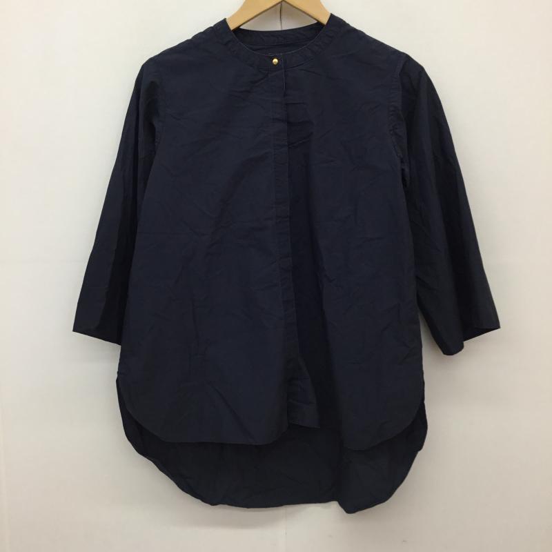 オキラク OKIRAKU シャツ、ブラウス 七分袖 FREE 無地 紺 / ネイビー / レディース USED 古着 中古 10139193