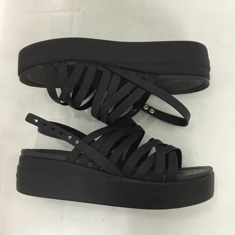 クロックス crocs サンダル サンダル 206751 ブルックリン ストラッピー ローウェッジ W10 ロゴ、文字 黒 / ブラック / レディース USED 古着 中古 10132031