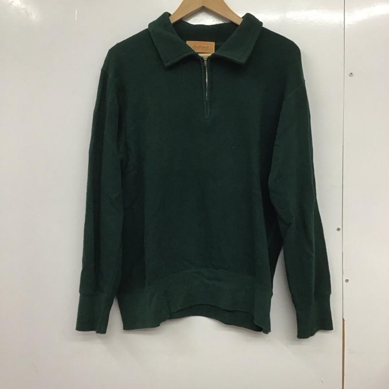 ヘルスニット Healthknit トレーナー 長袖 長袖スウェット ジップカラーネック スウェットカットソー L 無地 緑 / グリーン / メンズ USED 古着 中古 10132695