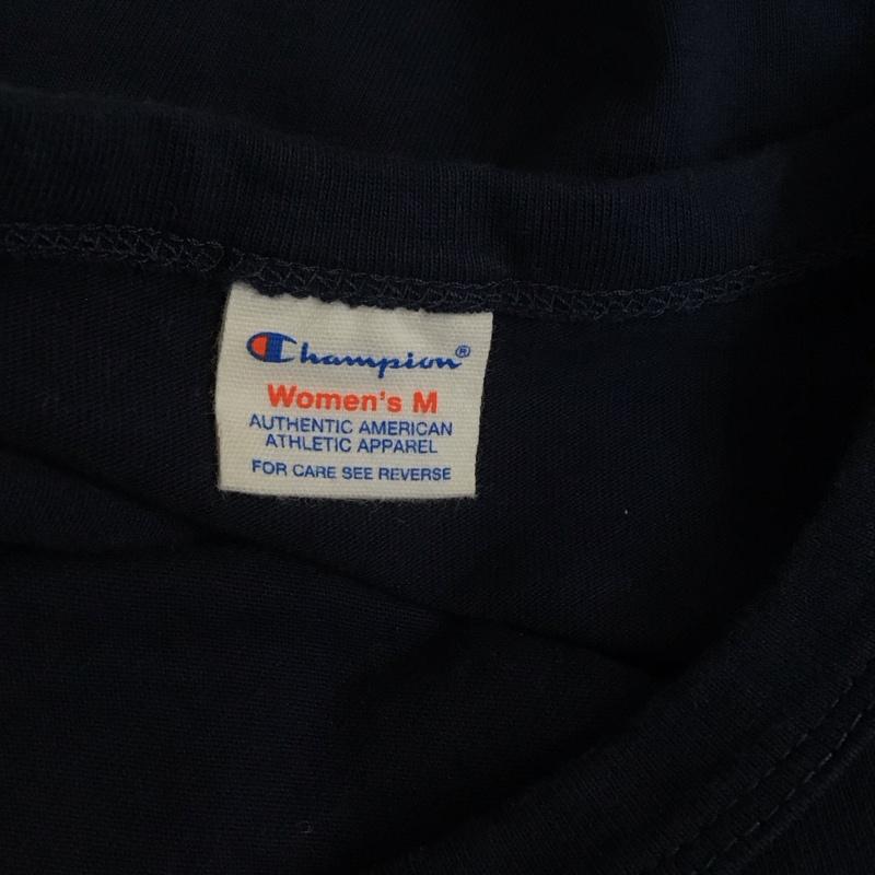 チャンピオン Champion ワンピース ひざ丈スカート CW-H310 カットソー 半袖 クルーネック Tシャツ M ロゴ、文字 紺 / ネイビー / レディース USED 古着 中古 10112169