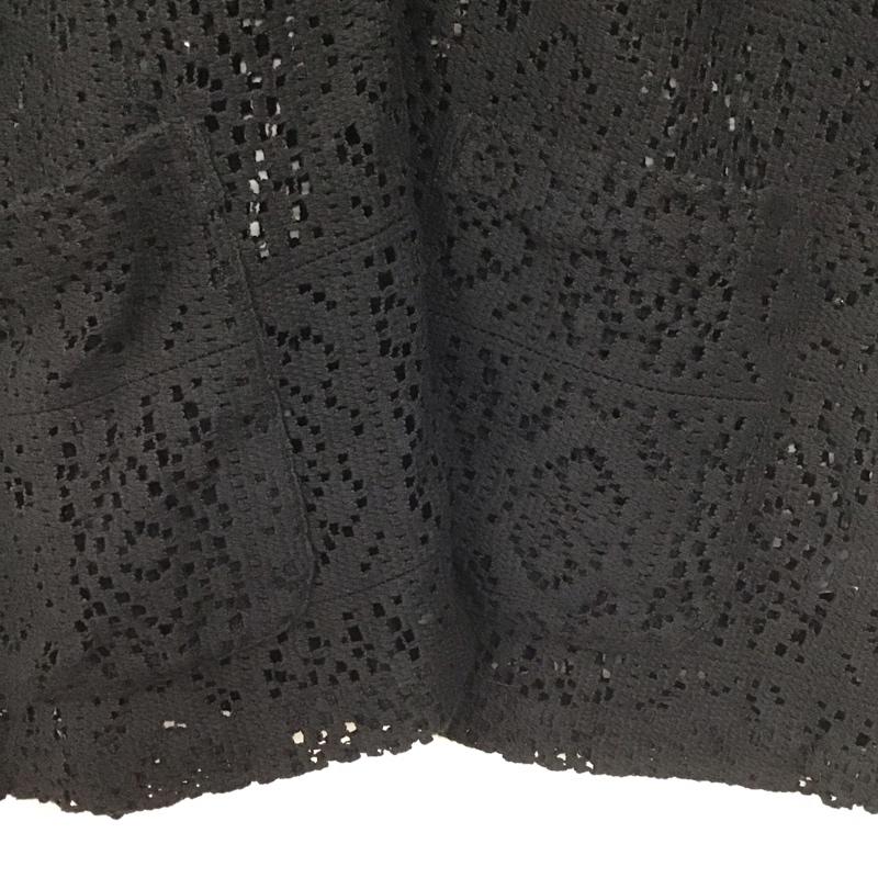 ダブルクローゼット w closet シャツ、ブラウス 半袖 半袖ニットシャツ 前ボタン 編み上げニット 総柄 黒 / ブラック / レディース USED 古着 中古 10138827