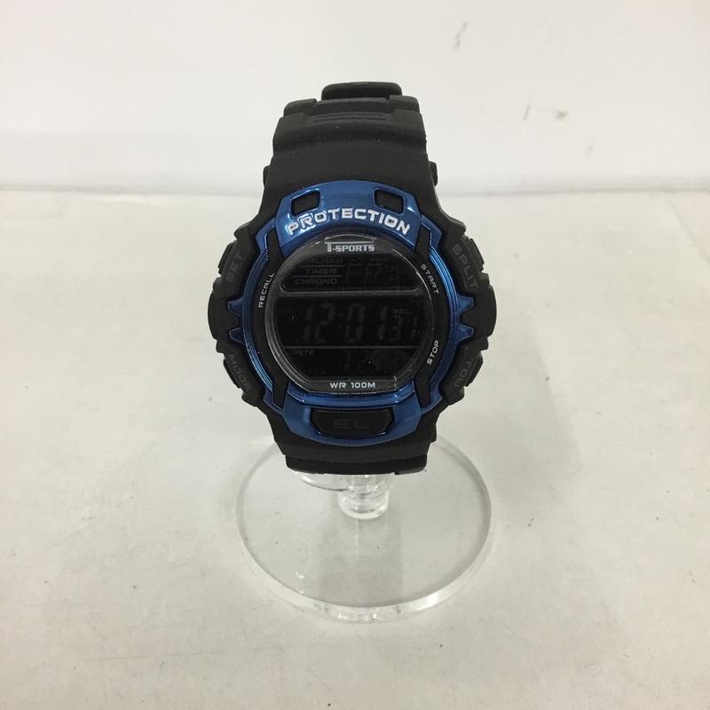 古着 USED 腕時計 デジタル TS-D018 T-SPORTS CREPHA スポーツウォッチ ロゴ、文字 黒 / ブラック / X 青 / ブルー / メンズ USED 古着 中古 10135146