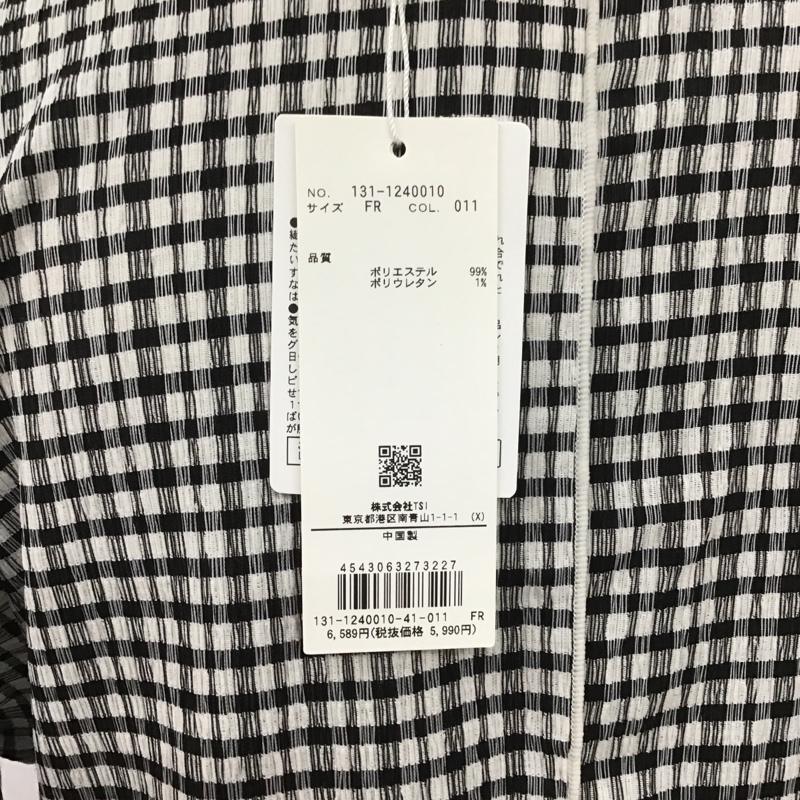 フリーズマート FREE S MART ワンピース ロングスカート 131-1240010 配色メローシャーリングカットソーワンピース 半袖ロングワンピース FREE チェック 白 / ホワイト / X 黒 / ブラック /  レディース USED 古着 中古 10105725