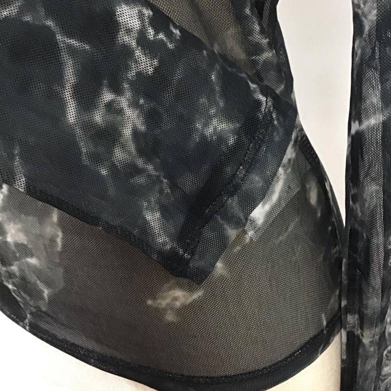 エックスガール X-girl カットソー 長袖 05192322 シースルー シアー スタンドネック 1 総柄 黒 / ブラック / レディース USED 古着 中古 10122673
