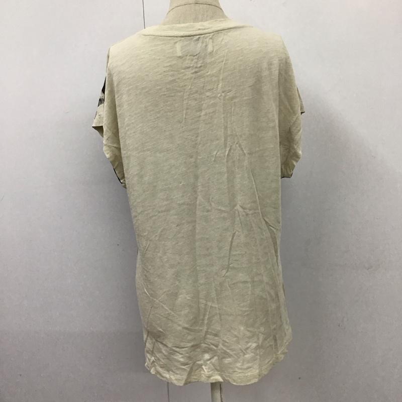 ディーゼル DIESEL Tシャツ 半袖 フレンチスリーブ XS 総柄 ベージュ / ベージュ / X 黒 / ブラック / レディース USED 古着 中古 10114460