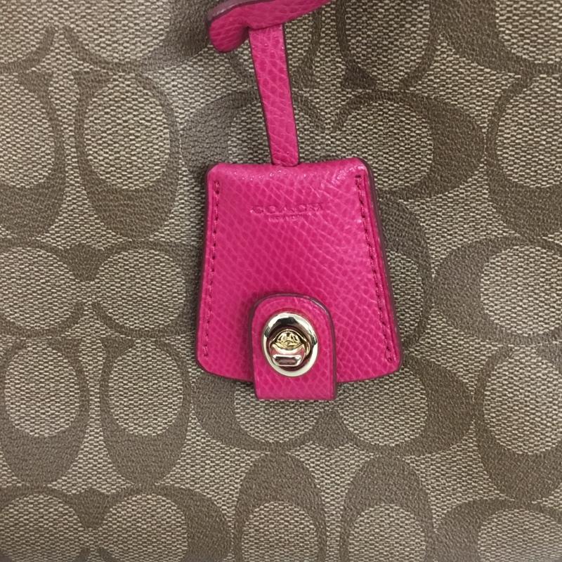 コーチ COACH ハンドバッグ ハンドバッグ ショルダーバッグ 2WAY シグネチャー ロゴ、文字 ベージュ / ベージュ / X 桃 / ピンク / レディース USED 古着 中古 10133100