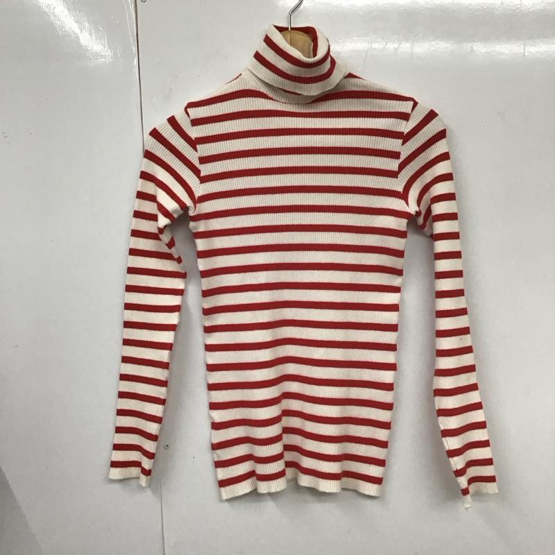 ドルチェアンドガッバーナ DOLCE&GABBANA カットソー 長袖 長袖カットソー タートルネックカットソー 長袖Tシャツ ロングスリーブカットソー 34 ボーダー柄 白 / ホワイト / X 赤 / レッド / レディース USED 古着 中古 10112094