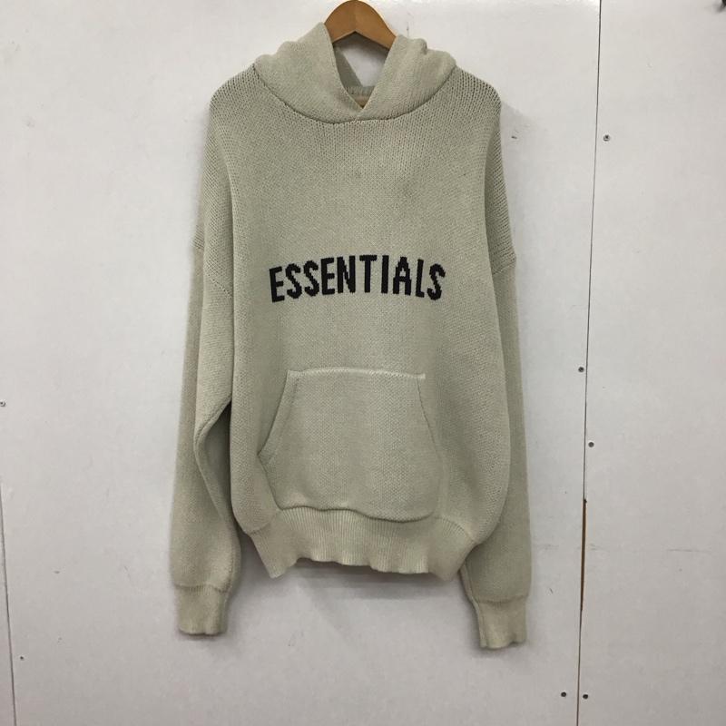 エッセンシャルズ ESSENTIALS パーカー 長袖 長袖ニットパーカー プルオーバーニット M ロゴ、文字 灰 / グレー / メンズ USED 古着 中古 10134965