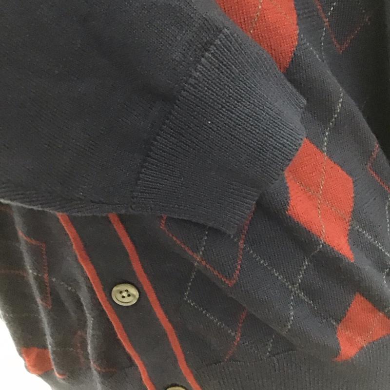 ブルックスブラザーズ BROOKS BROTHERS カーディガン 長袖 Vネック ウール アーガイル M アーガイル柄 紺 / ネイビー / X ボルドー / ボルドー / メンズ USED 古着 中古 10111260