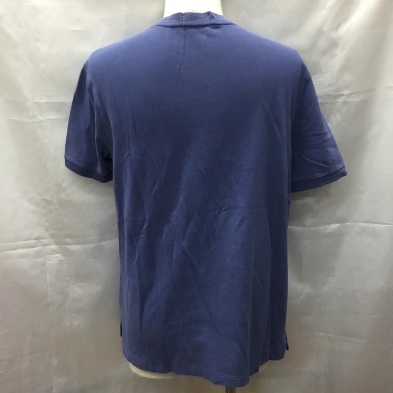 ポロラルフローレン POLO RALPH LAUREN Tシャツ 半袖 半袖カットソー 刺繍Tシャツ ヘンリーネックカットソー ノーカラーポロシャツ M ロゴ、文字 青 / ブルー / メンズ USED 古着 中古 10108702