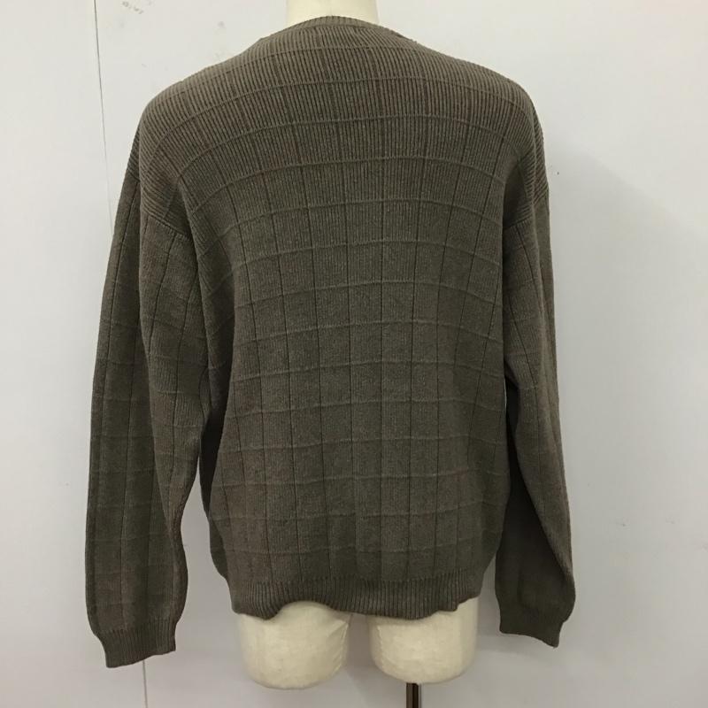 アイゾッド IZOD ニット、セーター 長袖 長袖ニットカットソー ニット セーター クルーネックニット M ロゴ、文字 茶 / ブラウン / メンズ USED 古着 中古 10122013