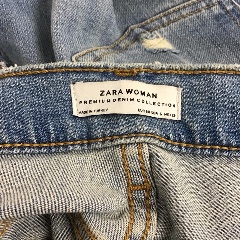 ザラウーマン ZARA WOMAN パンツ デニム、ジーンズ 4124 049 400 ビジュー フェイクパール 無地 青 / ブルー / レディース USED 古着 中古 10138558