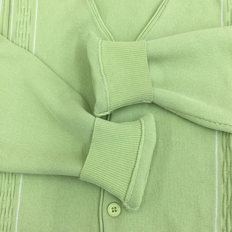 ハフ HUF カーディガン 長袖 CHAIN LINK CARDIGAN S 黄緑 / イエローグリーン / X 白 / ホワイト / メンズ USED 古着 中古 10136988