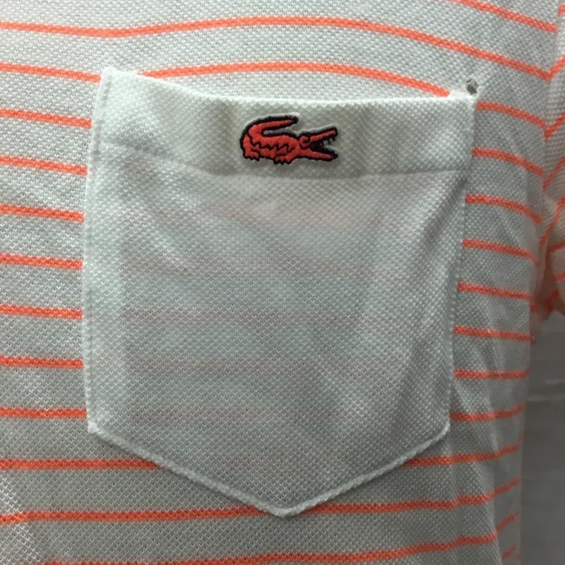 ラコステ LACOSTE ポロシャツ 半袖 半袖ポロシャツ カラーシャツ 半袖カットソー 4 ボーダー柄 白 / ホワイト / メンズ USED 古着 中古 10122889