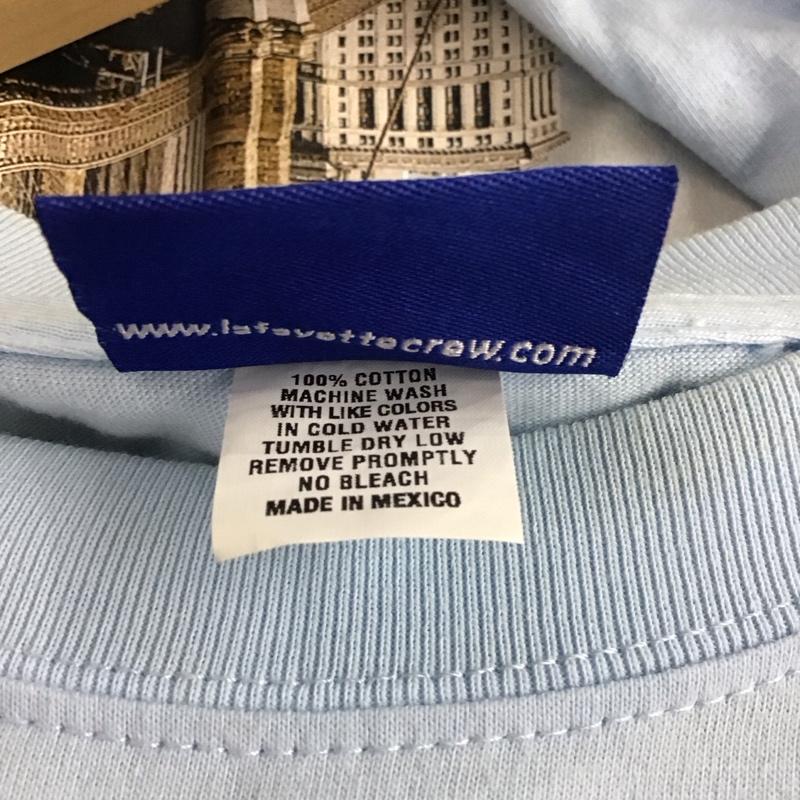 ラファイエット Lafayette Tシャツ 半袖 バックプリント クルーネック XL ロゴ、文字 水色 / ライトブルー / メンズ USED 古着 中古 10140238