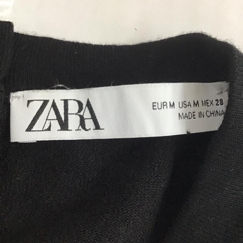 ザラ ZARA ニット、セーター 半袖 半袖ニットカットソー クルーネックカットソー 半袖セーター M 無地 黒 / ブラック /  レディース USED 古着 中古 10110444