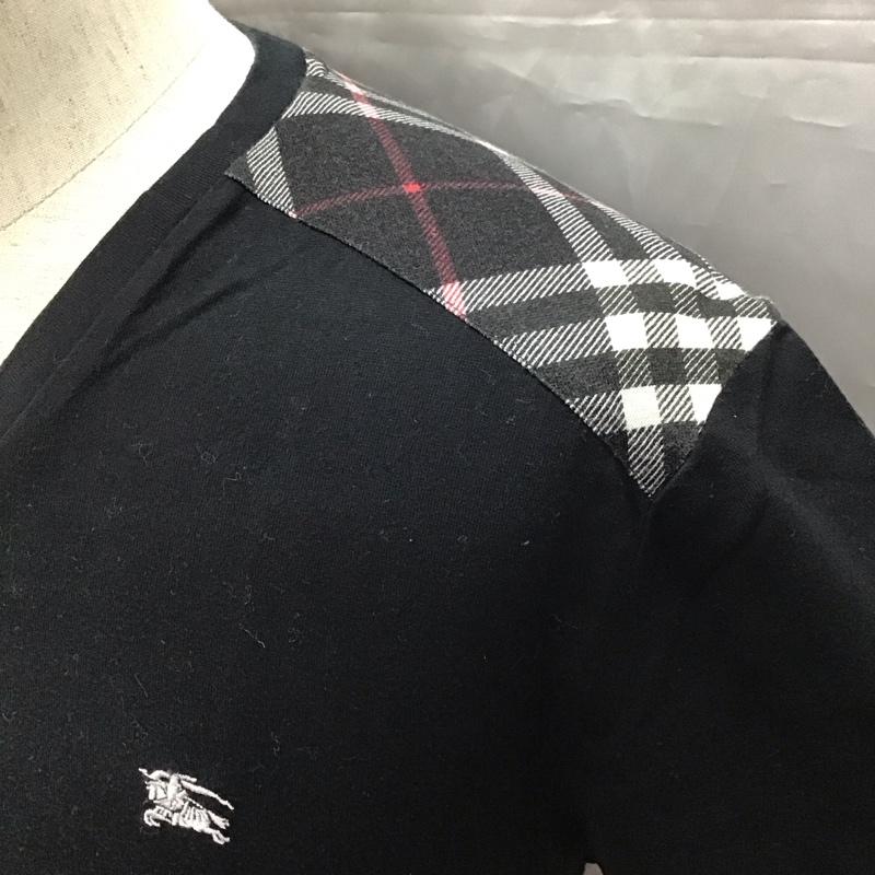 バーバリーブラックレーベル BURBERRY BLACK LABEL Tシャツ 半袖 半袖カットソー プリントTシャツ Vネックカットソー 2 ロゴ、文字 黒 / ブラック /  メンズ USED 古着 中古 10111329