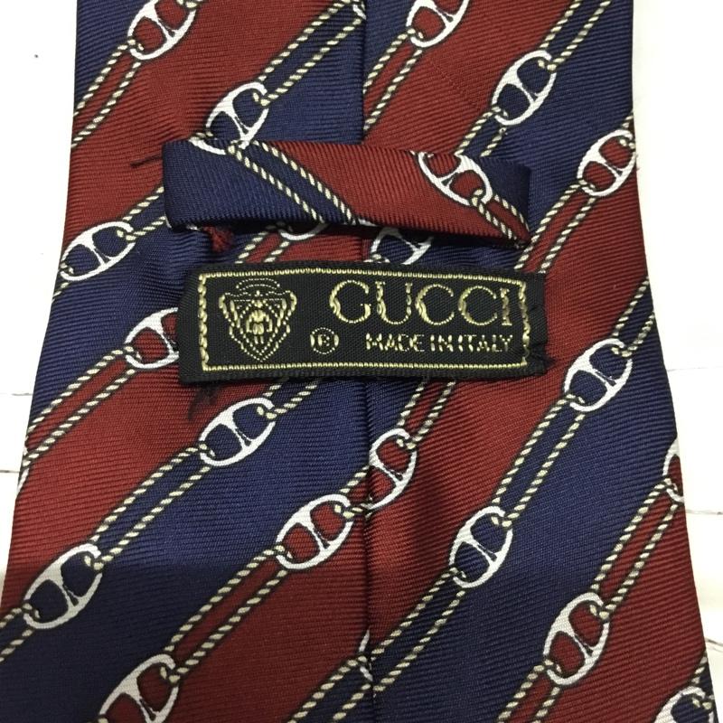 グッチ GUCCI ネクタイ ネクタイ シルク 総柄 えんじ / ワインレッド / X 紺 / ネイビー / メンズ USED 古着 中古 10117014