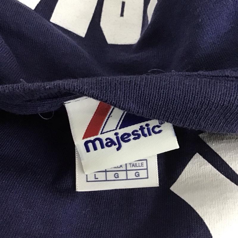 マジェスティック MAJESTIC Tシャツ 半袖 半袖カットソー プリントTシャツ クルーネックカットソー L ロゴ、文字 紺 / ネイビー /  メンズ USED 古着 中古 10111140