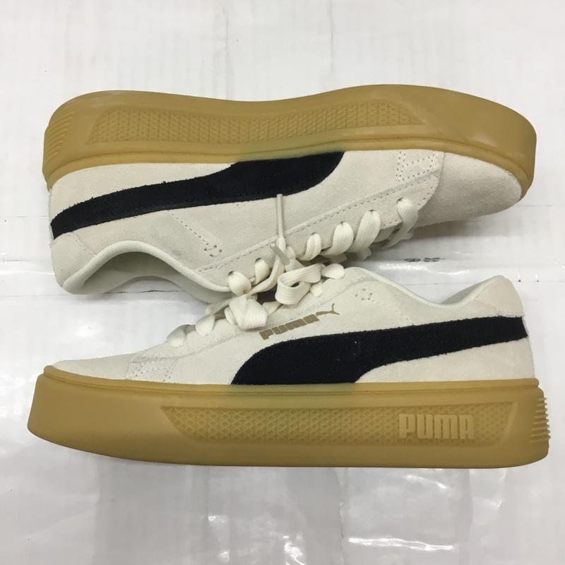 プーマ PUMA スニーカー スニーカー 391942-01 スマッシュ プラットフォーム 23cm 23.0cm ロゴ、文字 黒 / ブラック / X ベージュ / ベージュ / レディース USED 古着 中古 10119568