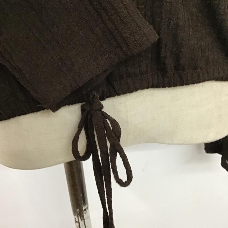 ザラ ZARA カットソー 長袖 胸ポケット 裾ギャザー 前ボタン S 無地 茶 / ブラウン /  レディース USED 古着 中古 10107155