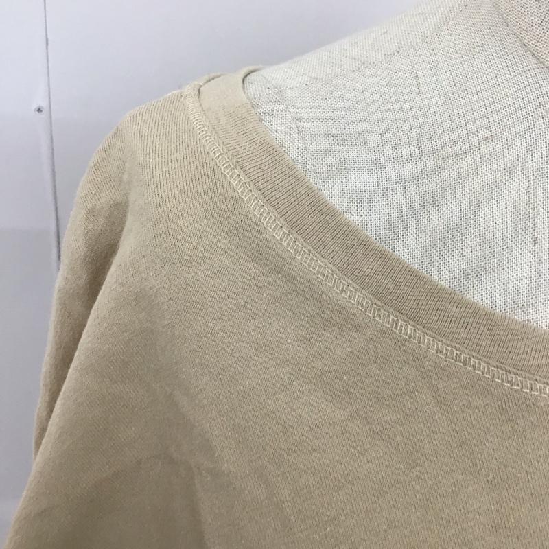 ザラ ZARA カットソー 半袖 0085 157 706 クルーネック ウエスト切替 L 無地 ベージュ / ベージュ / レディース USED 古着 中古 10122570