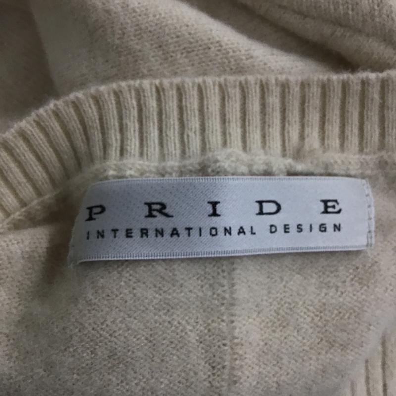 プライド PRIDE ニット、セーター 長袖 長袖ニット 長袖カットソー リブニット セーター クルーネック 38 プリント ベージュ / ベージュ / レディース USED 古着 中古 10105627