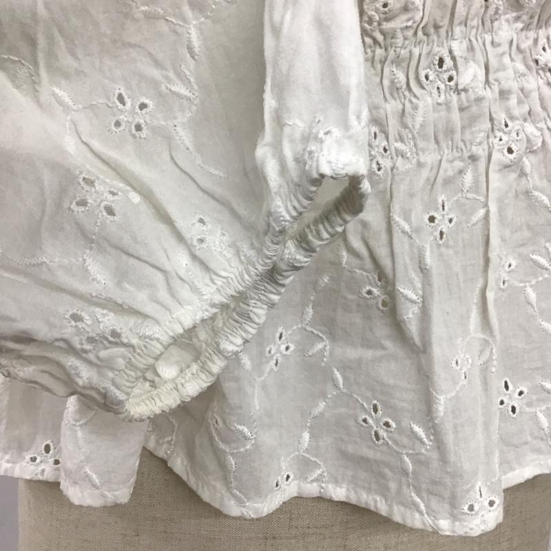 ザラ ZARA カットソー 半袖 3564 103 250 オフショルダー ギャザー S 刺繍 白 / ホワイト / レディース USED 古着 中古 10121089