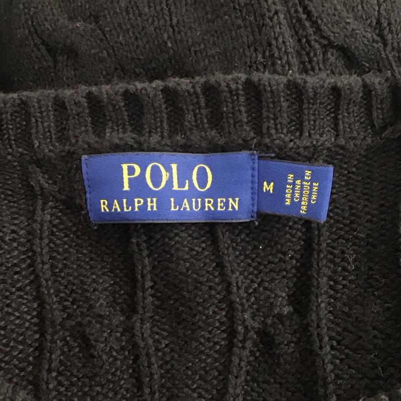 ポロラルフローレン POLO RALPH LAUREN ニット、セーター 長袖 長袖ニットカットソー ニット セーター クルーネックニット M ロゴ、文字 黒 / ブラック / メンズ USED 古着 中古 10123827