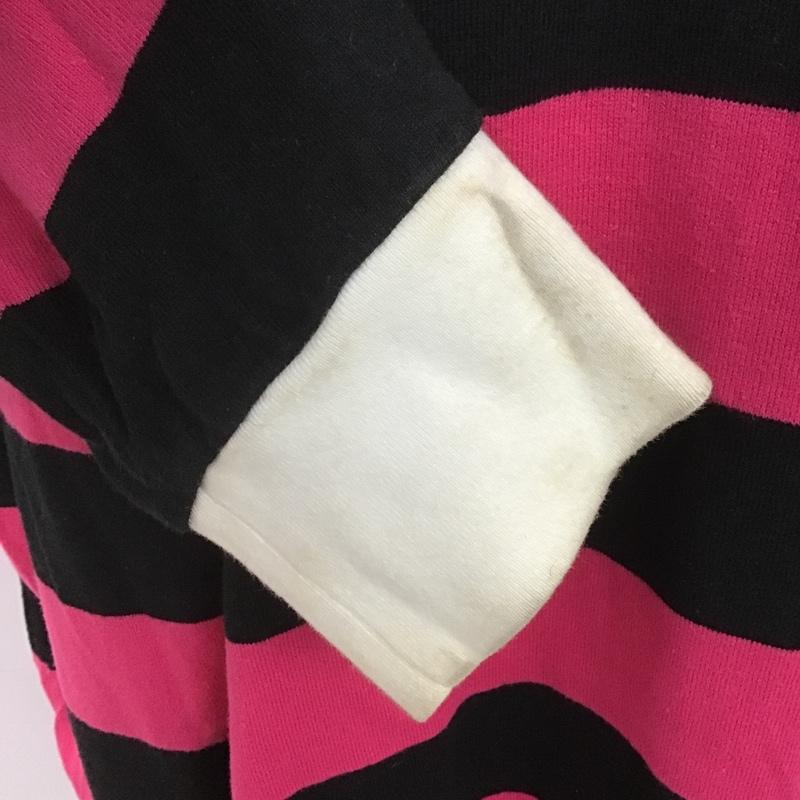 アベイシングエイプ A BATHING APE ポロシャツ 長袖 BABY MILO XXL ボーダー柄 黒 / ブラック / X 桃 / ピンク / メンズ USED 古着 中古 10105703