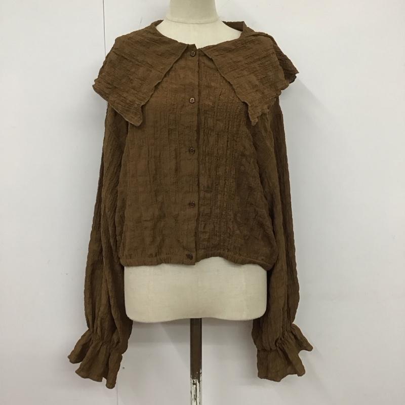 エヘカソポ ehka sopo シャツ、ブラウス 長袖 FREE 無地 茶 / ブラウン / レディース USED 古着 中古 10122208