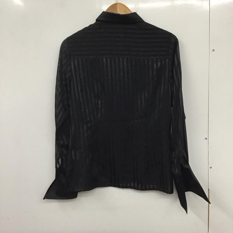 イヴサンローラン Yves Saint Laurent シャツ、ブラウス 長袖 長袖シャツ ストライプシャツ カラーシャツ シアーシャツ 36 ストライプ 黒 / ブラック / レディース USED 古着 中古 10135063