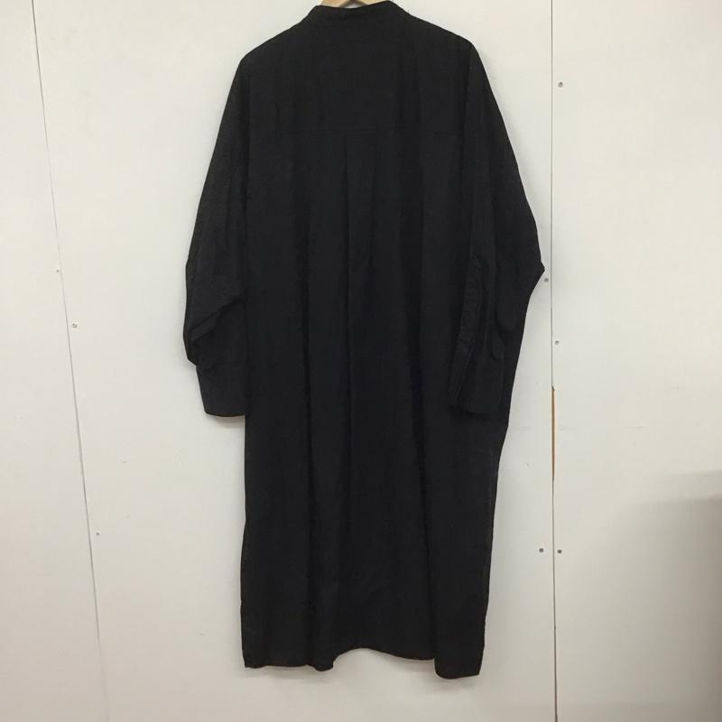 ザラ ZARA ワンピース ロングスカート 長袖ロングワンピース ノーカラーシャツワンピース フレアスカート 無地 黒 / ブラック / レディース USED 古着 中古 10136041