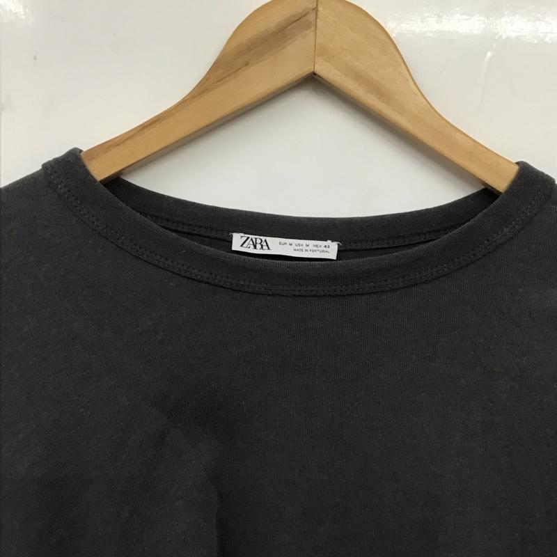 ザラ ZARA カットソー 長袖 長袖カットソー プリントカットソー クルーネック M 無地 灰 / グレー / メンズ USED 古着 中古 10138740