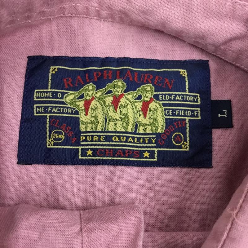 チャップスラルフローレン CHAPSRALPHLAUREN シャツ、ブラウス 半袖 半袖シャツ カラーシャツ 半袖カットソー 無地シャツ 80s 水兵タグ L 無地 桃 / ピンク /  メンズ USED 古着 中古 10109339