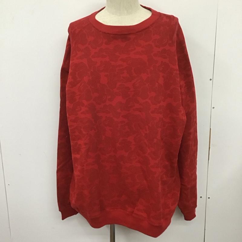 アベイシングエイプ A BATHING APE トレーナー 長袖 CAMO スウェット XXL 総柄 赤 / レッド / メンズ USED 古着 中古 10107425