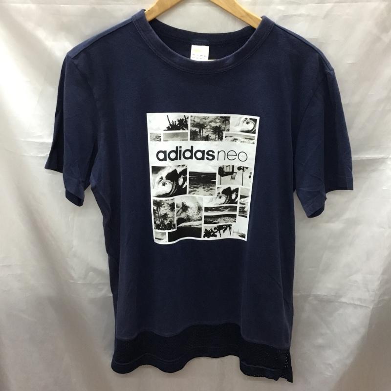 アディダスネオレーベル adidas NEO Label Tシャツ 半袖 bs0823 メッシュコンビTシャツ 半袖カットソー スポーツウェア M プリント 紺 / ネイビー / レディース USED 古着 中古 10113320