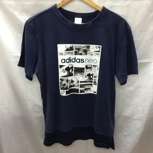 アディダスネオレーベル adidas NEO Label Tシャツ 半袖 bs0823 メッシュコンビTシャツ 半袖カットソー スポーツウェア M プリント 紺 / ネイビー /  レディース USED 古着 中古 10113320