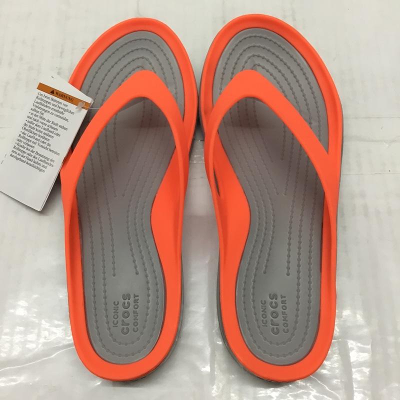 クロックス crocs サンダル サンダル 204974-6PK Swiftwater Flips 24cm ビーチサンダル 24.0cm ロゴ、文字 灰 / グレー / X 橙 / オレンジ / レディース USED 古着 中古 10110647