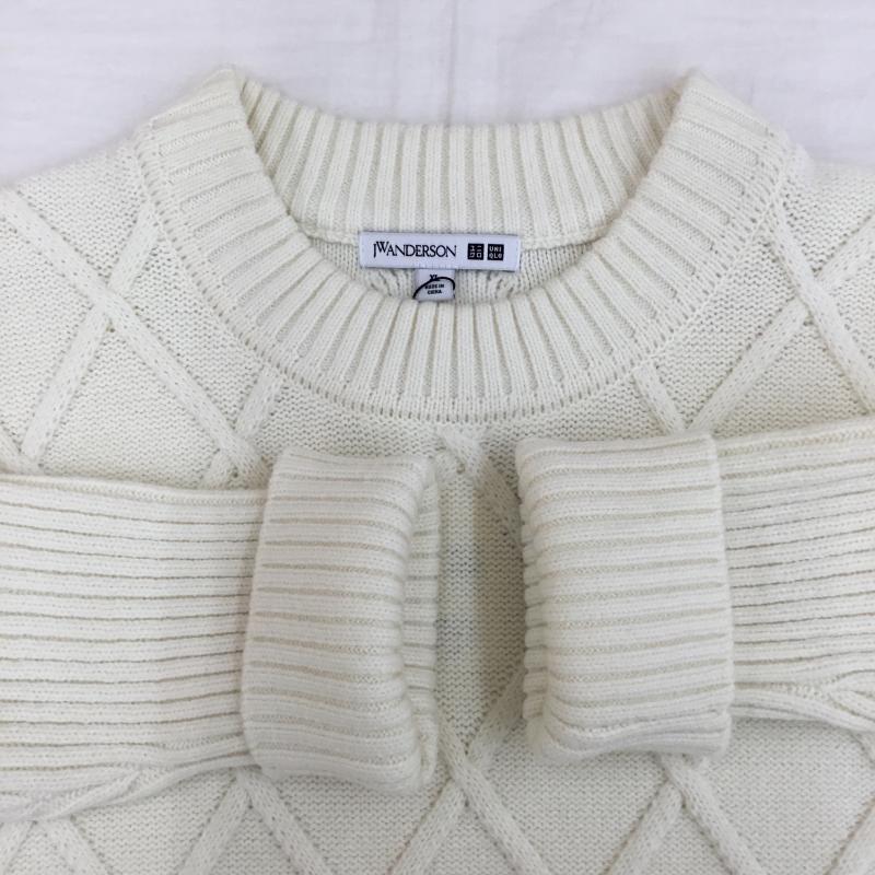 ユニクロ UNIQLO ニット、セーター 長袖 JW Anderson XL 無地 白 / ホワイト / メンズ USED 古着 中古 10138696