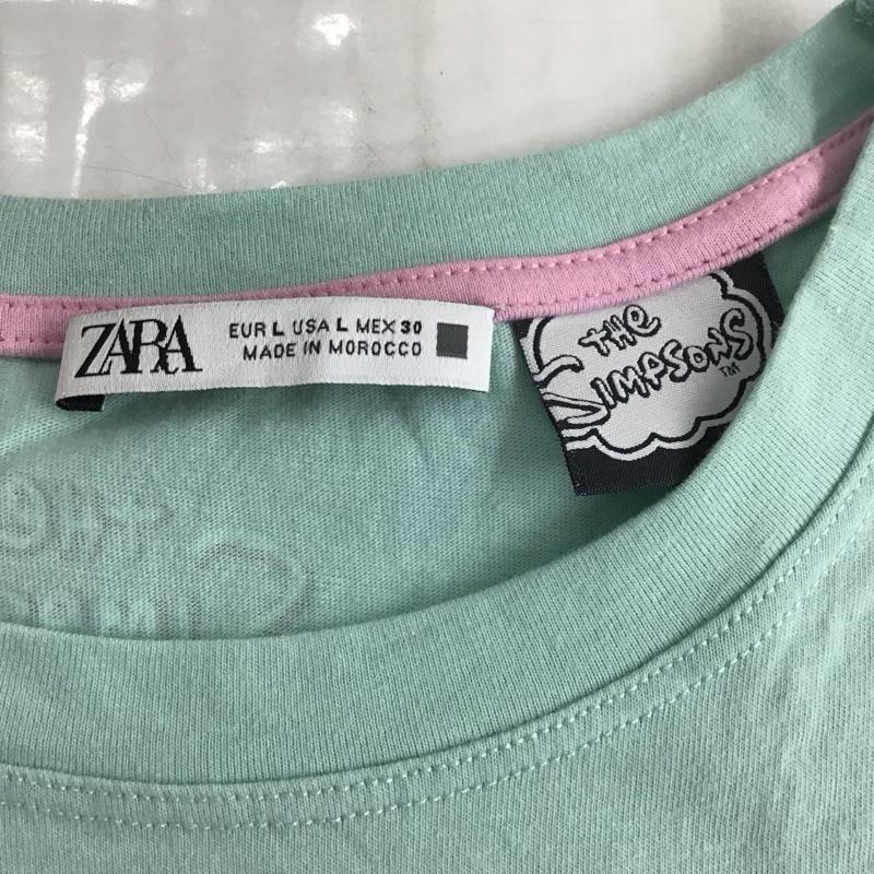 ザラ ZARA Tシャツ 半袖 半袖カットソー プリントTシャツ クルーネックカットソー L プリント 緑 / グリーン / レディース USED 古着 中古 10110450