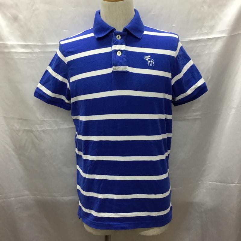 アバクロンビーアンドフィッチ ABERCROMBIE&FITCH ポロシャツ 半袖 半袖ポロシャツ カラーシャツ 半袖カットソー L ボーダー柄 白 / ホワイト / X 青 / ブルー / メンズ USED 古着 中古 10109298