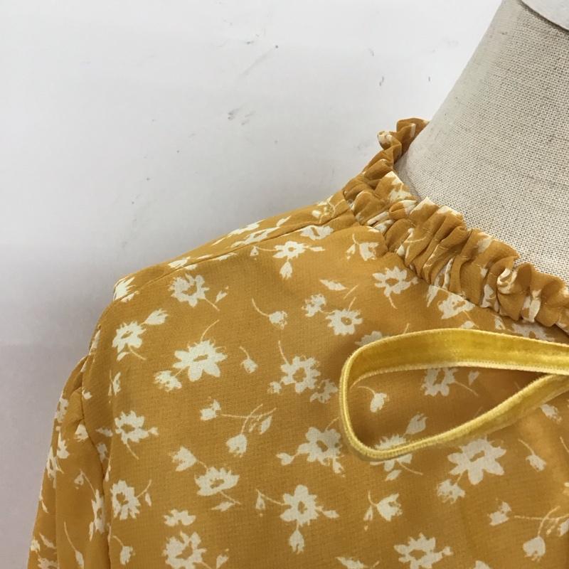 ヘザー Heather シャツ、ブラウス 七分袖 フレアシャツ カジュアルブラウス ノーカラーシャツ FREE 花柄 X 総柄 黄 / イエロー / レディース USED 古着 中古 10109854
