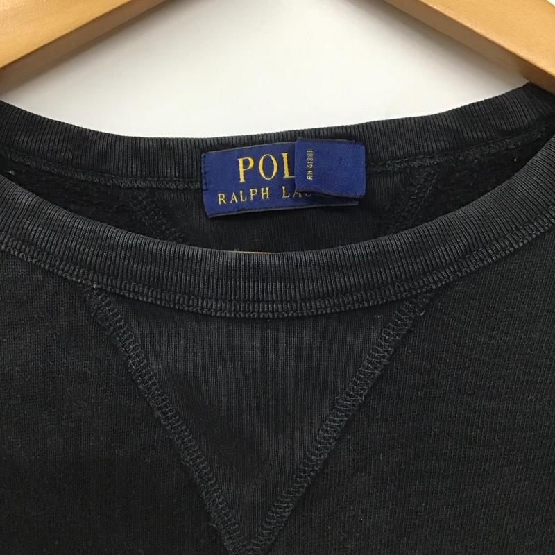 ポロラルフローレン POLO RALPH LAUREN トレーナー 長袖 長袖トレーナー スウェット クルーネック プルオーバー M ロゴ、文字 黒 / ブラック / メンズ USED 古着 中古 10130685