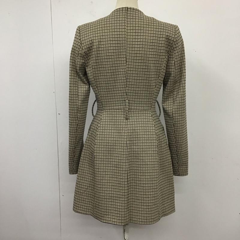 ザラ ZARA ジャケット、上着 ジャケット、ブレザー 2753 225 086 ノーカラー XS 千鳥格子 ベージュ / ベージュ / X 黒 / ブラック / レディース USED 古着 中古 10122107